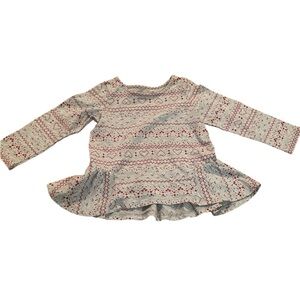 Jumping Beans Baby Girls Print Long Sleeve Top Size 18 Months Gray Red